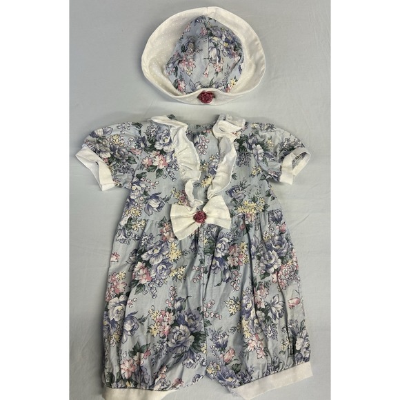 Brooke Lyndsay Other - Vintage Brooke Lyndsay Baby Romper Jumper And Hat Size 24 Months VTG